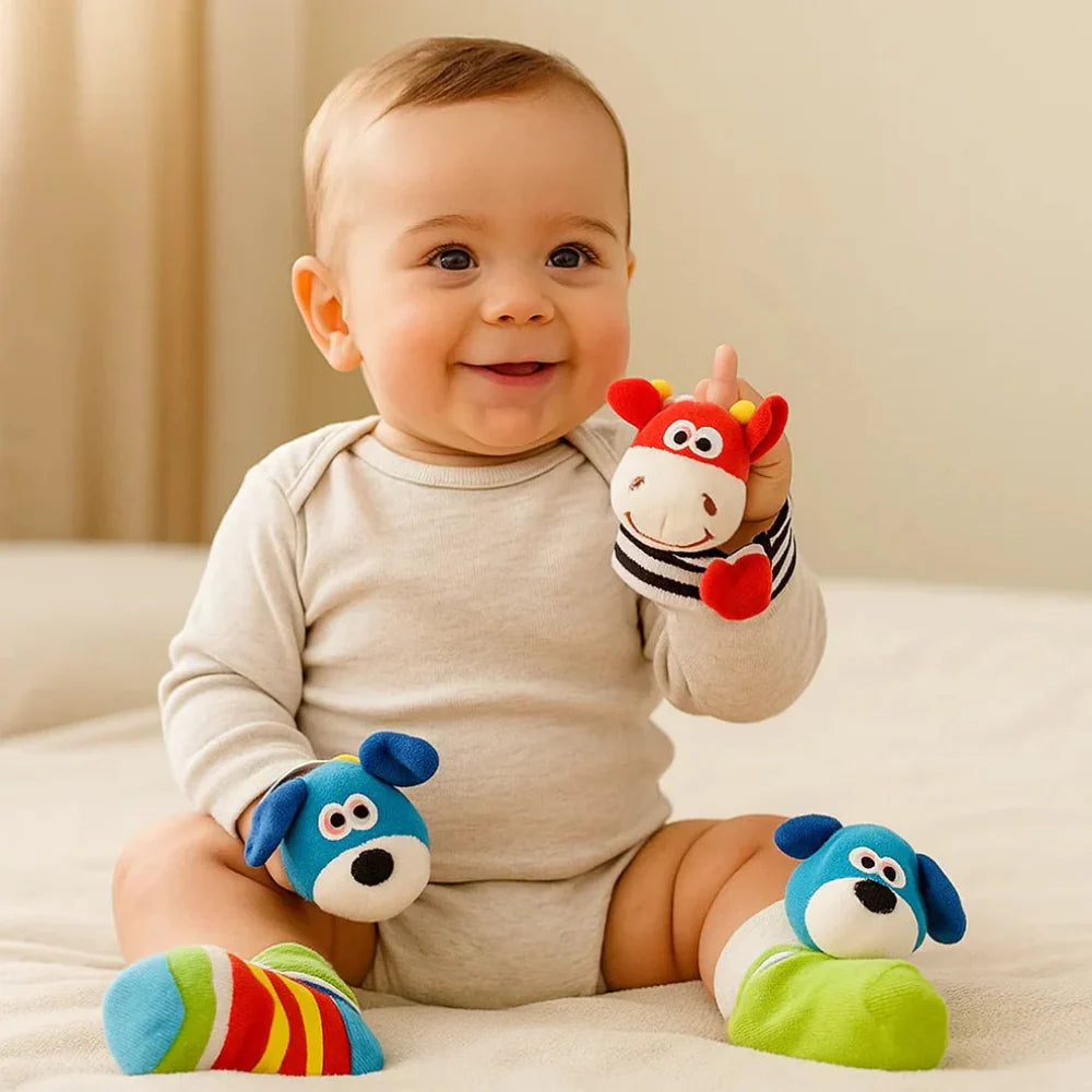 Baby Rattle Socks & Wristband - Infant Sensory Toy Set