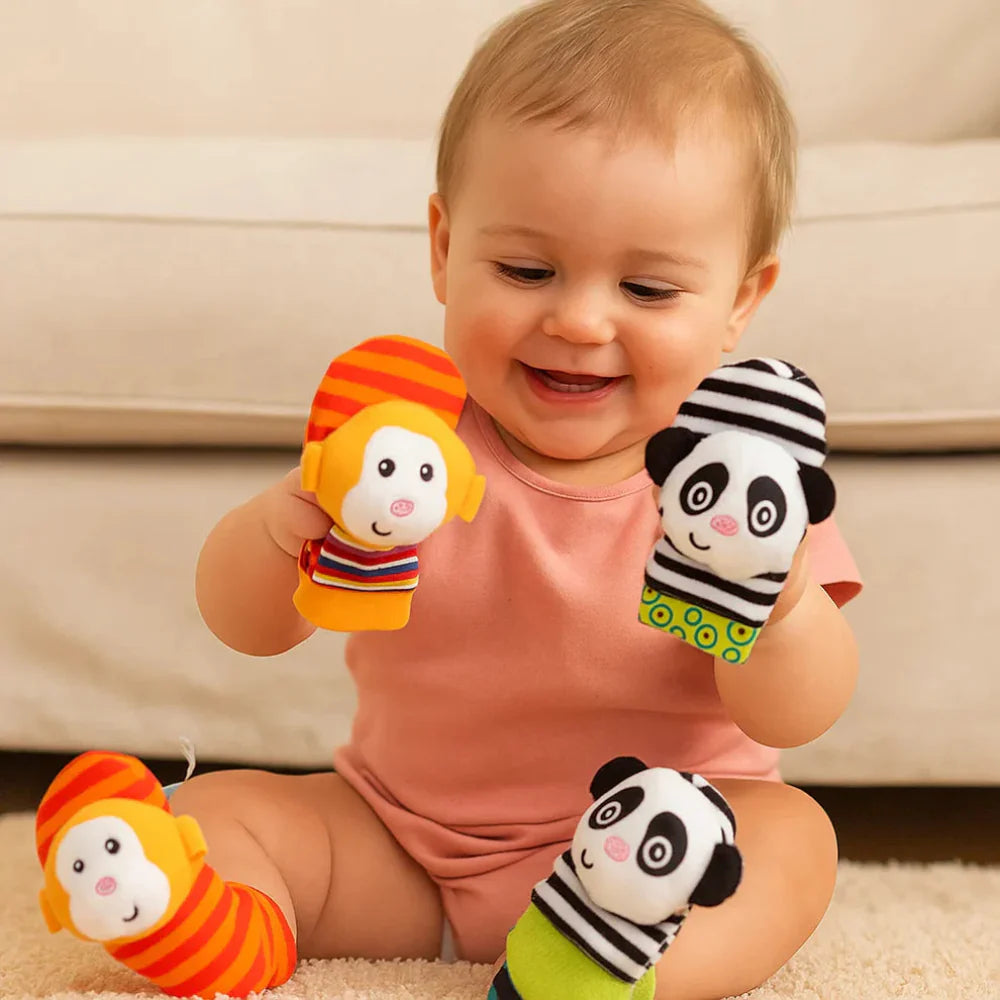 Baby Rattle Socks & Wristband - Infant Sensory Toy Set