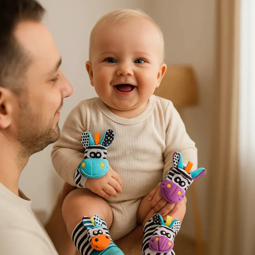Baby Rattle Socks & Wristband - Infant Sensory Toy Set