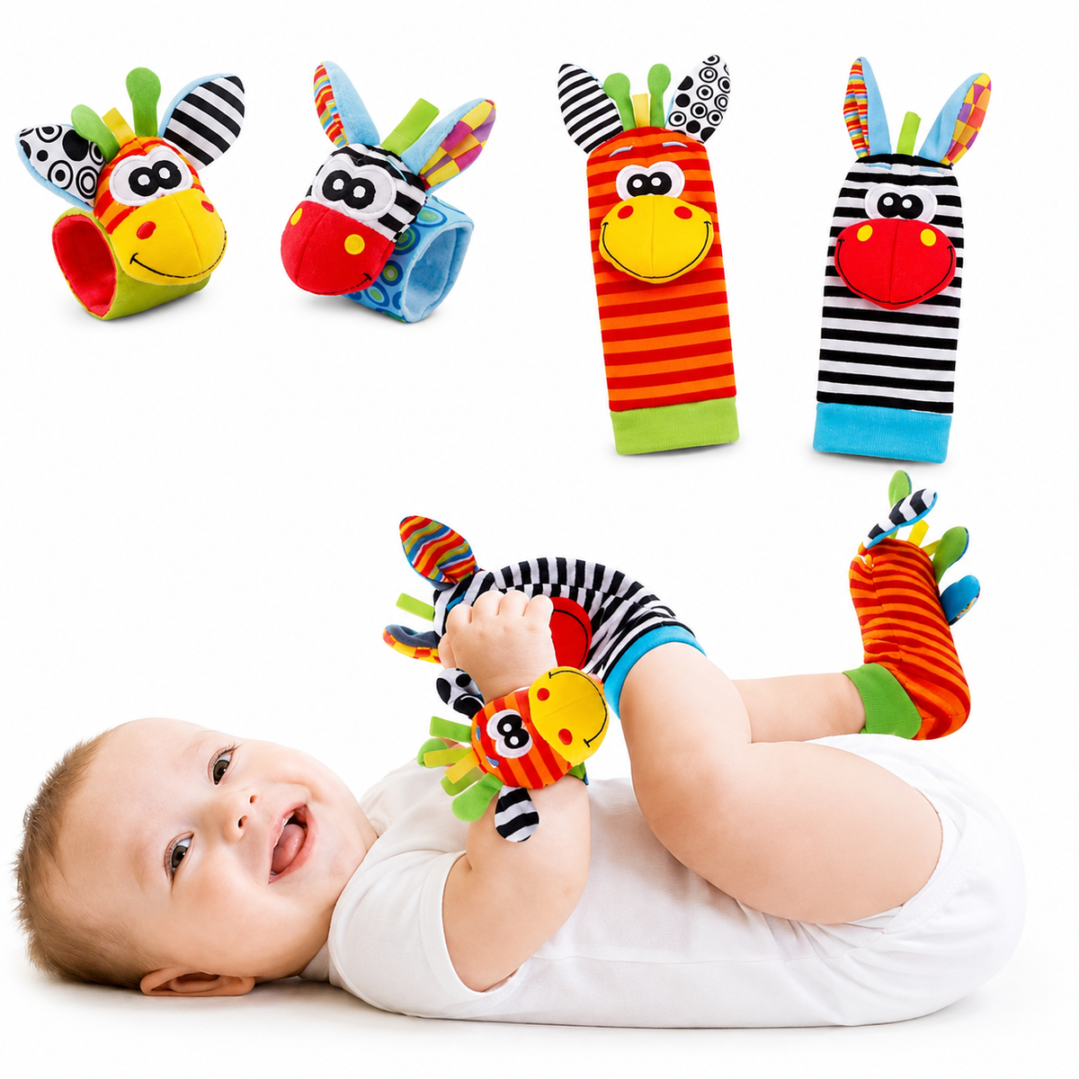 Baby Sensory Plush Socks and Wristbands – Soft, Textured Foot and Arm Wear for Tactile Exploration
