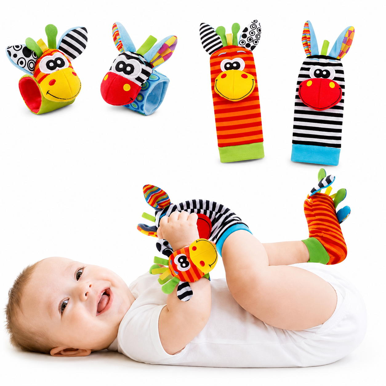 Baby Sensory Plush Socks and Wristbands – Soft, Textured Foot and Arm Wear for Tactile Exploration