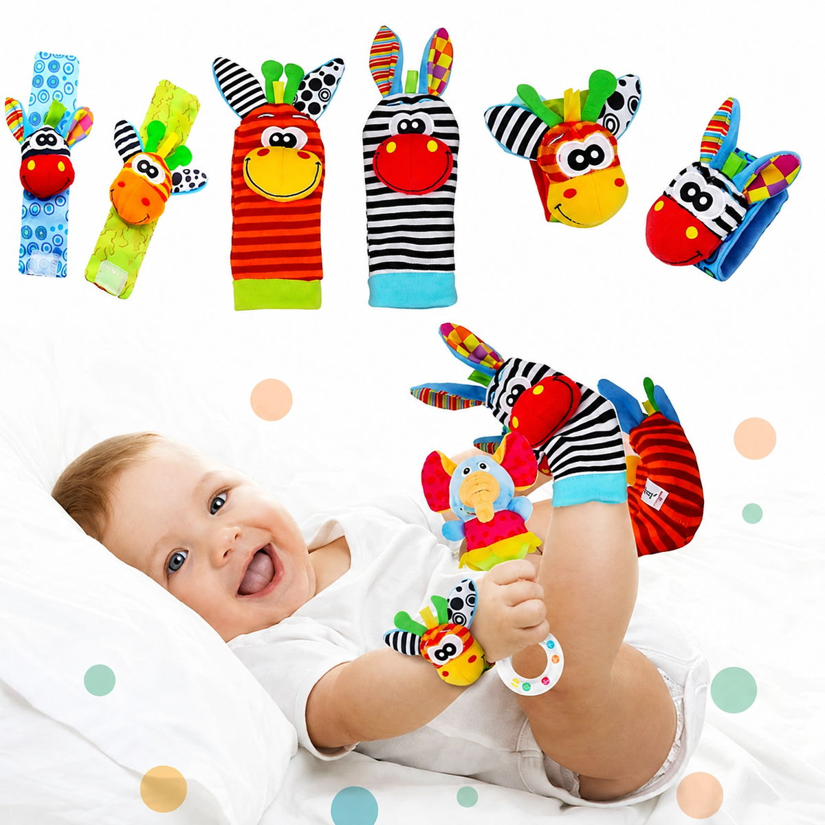 Baby Sensory Plush Socks and Wristbands – Soft, Textured Foot and Arm Wear for Tactile Exploration