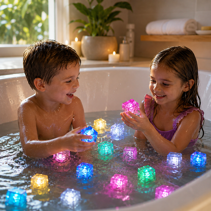 Colorful Light-Up Bath Toy Cubes – Waterproof