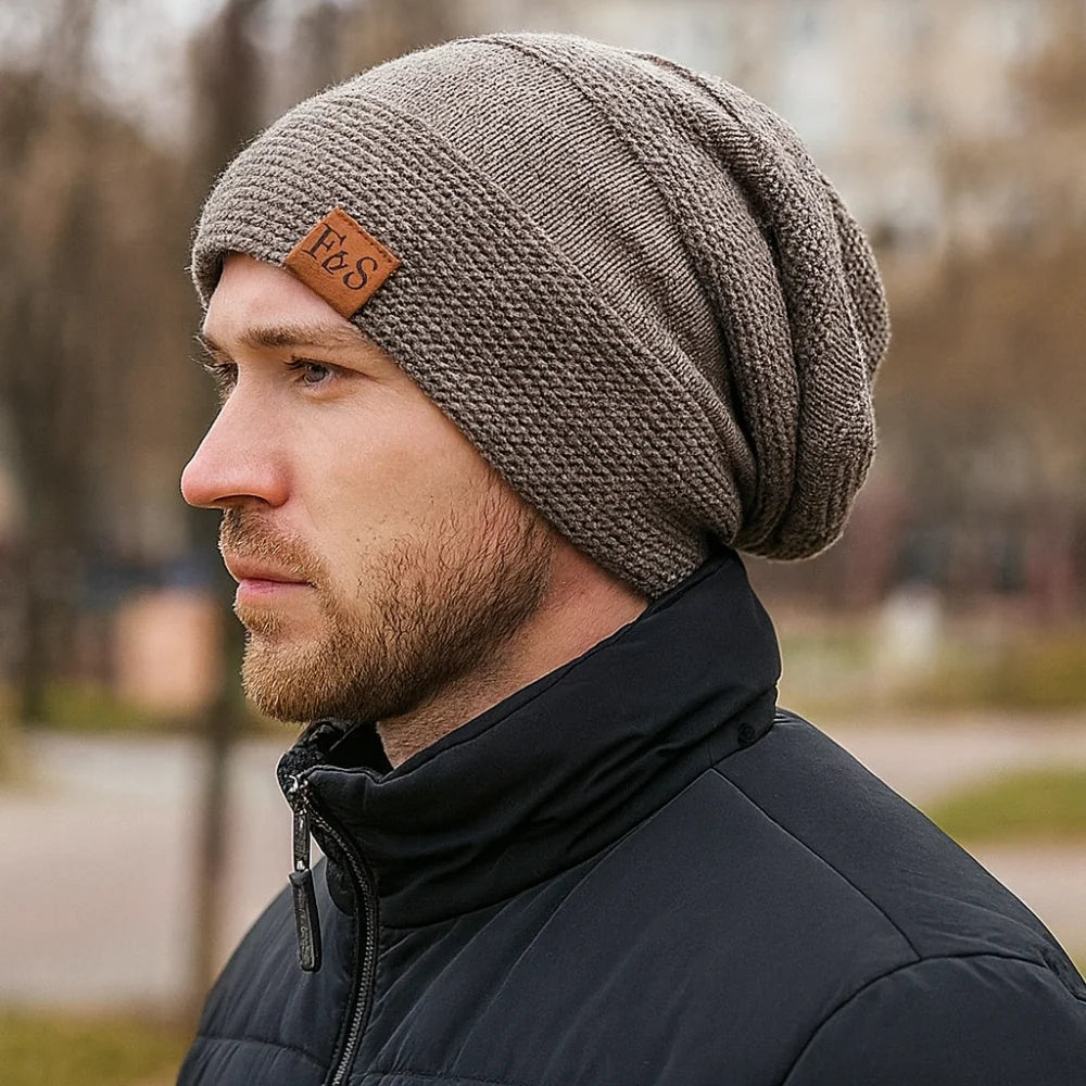 Cozy Slouch Beanie - Knit Winter Hat with Acrylic Lining