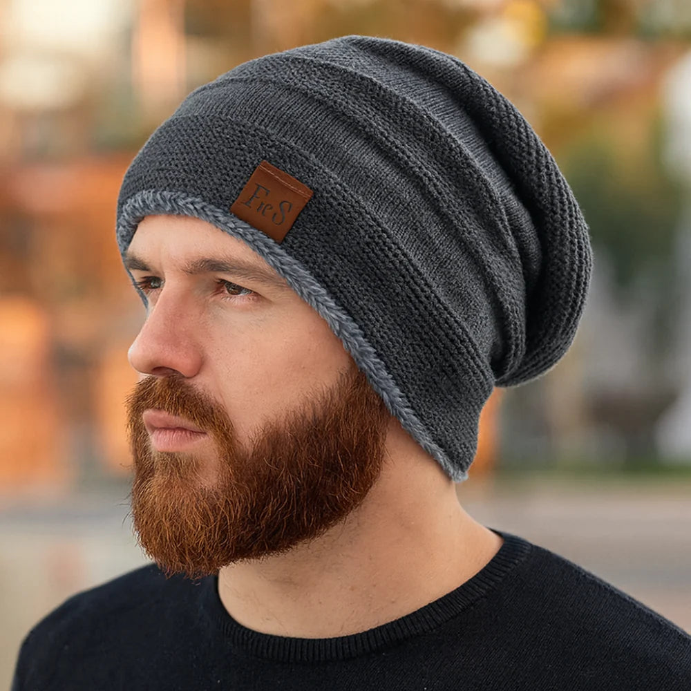 Cozy Slouch Beanie - Knit Winter Hat with Acrylic Lining