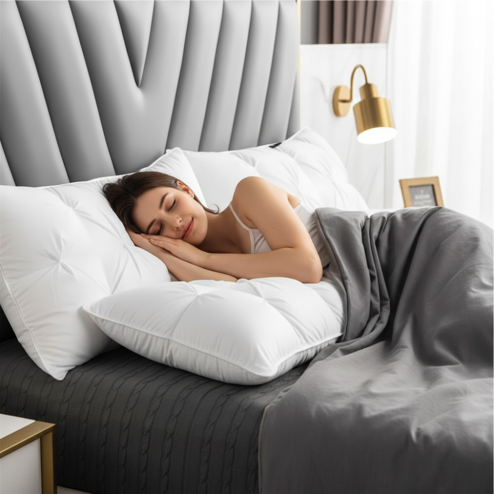 Down-Alternative Bed Pillow for Neck Support and Comfortable Sleep
