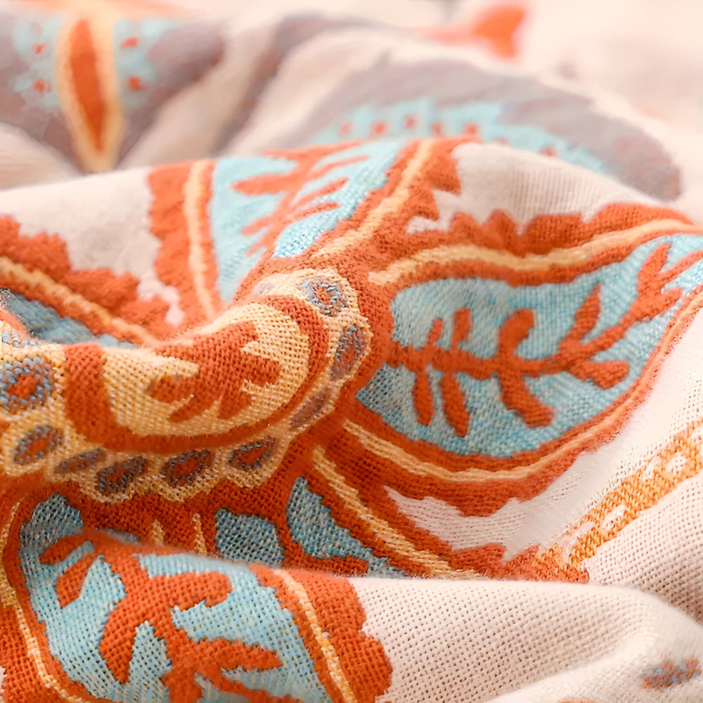 Floral Boho Fringe Throw Blanket – Soft, Cozy Bedding Accent