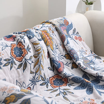 Cozy Floral Reversible Tassel-Trim Throw Blanket