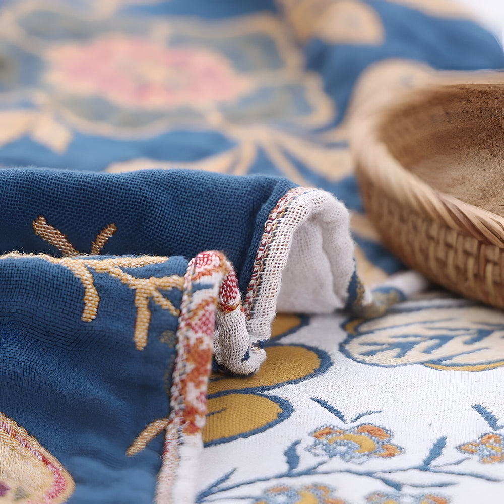 Cozy Floral Reversible Tassel-Trim Throw Blanket