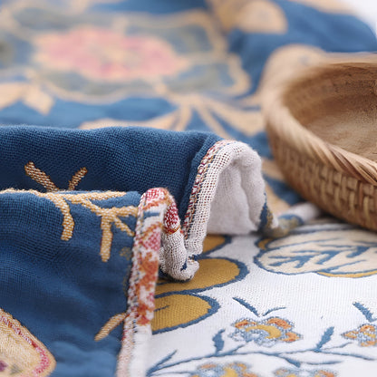 Cozy Floral Reversible Tassel-Trim Throw Blanket