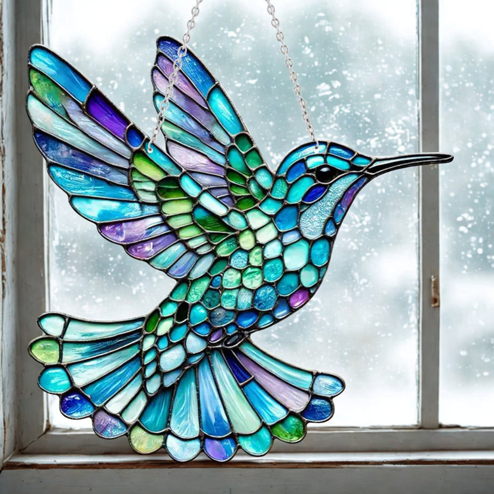Bluebird Stained Glass Window Suncatcher - Acrylic Hanging Decor