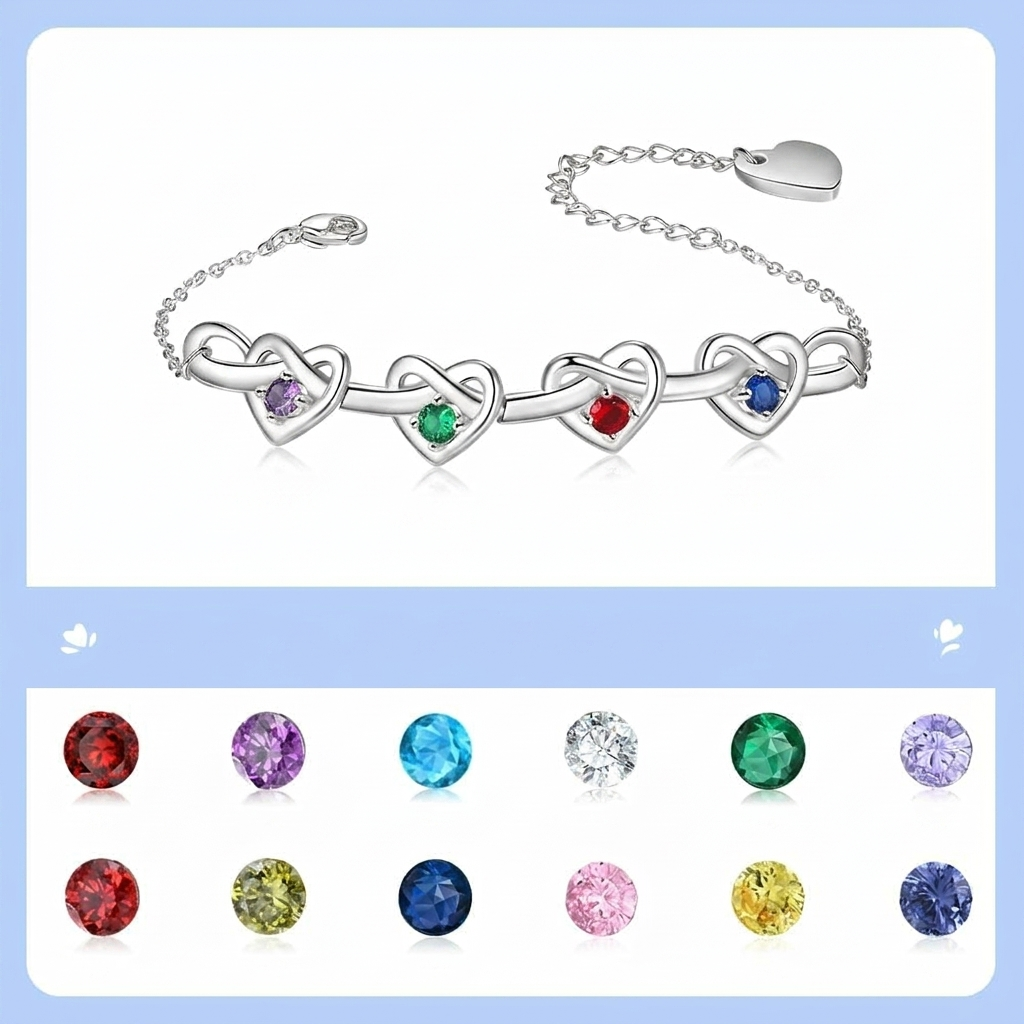 Adjustable Birthstone Heart Bracelet – A Perfect Mother's Day Gift