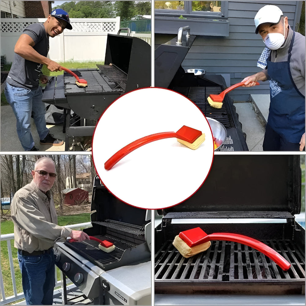 Bristle-Free Steam Grill Cleaning Brush with Long Handle for Effortless Deep Cleaning