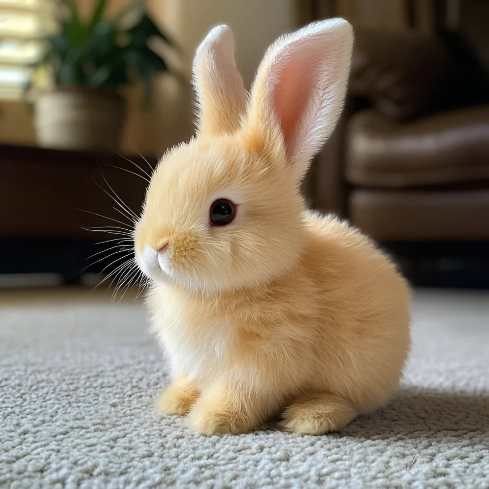 Charming Lifelike Sitting Bunny Figurine for Home Decor and Display