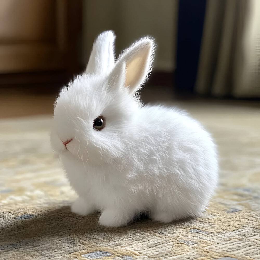 Charming Lifelike Sitting Bunny Figurine for Home Decor and Display