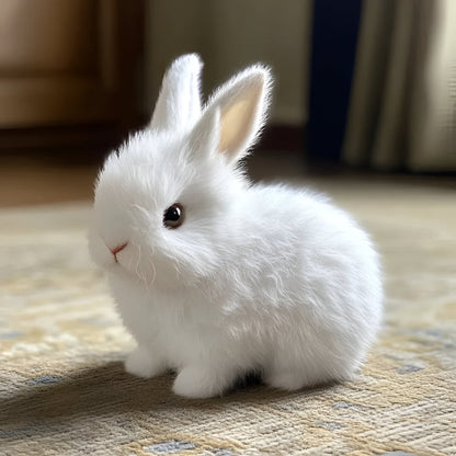 Charming Lifelike Sitting Bunny Figurine for Home Decor and Display