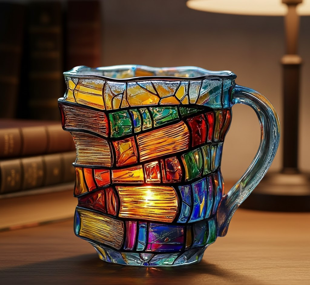 3D Glass Book Design Coffee Mug – Perfect Literary Gift