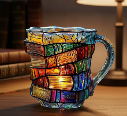 3D Glass Book Design Coffee Mug – Perfect Literary Gift