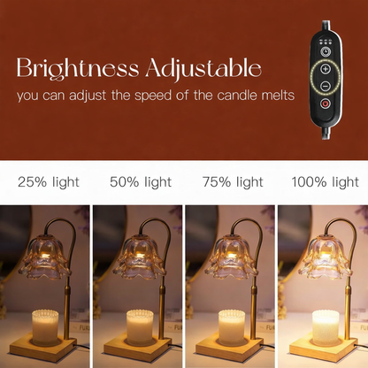 Gold Glass Flower Candle Warmer Lamp - Electric Wax Melt Heater