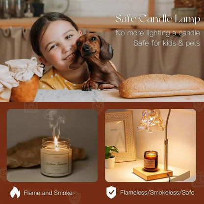 Gold Glass Flower Candle Warmer Lamp - Electric Wax Melt Heater