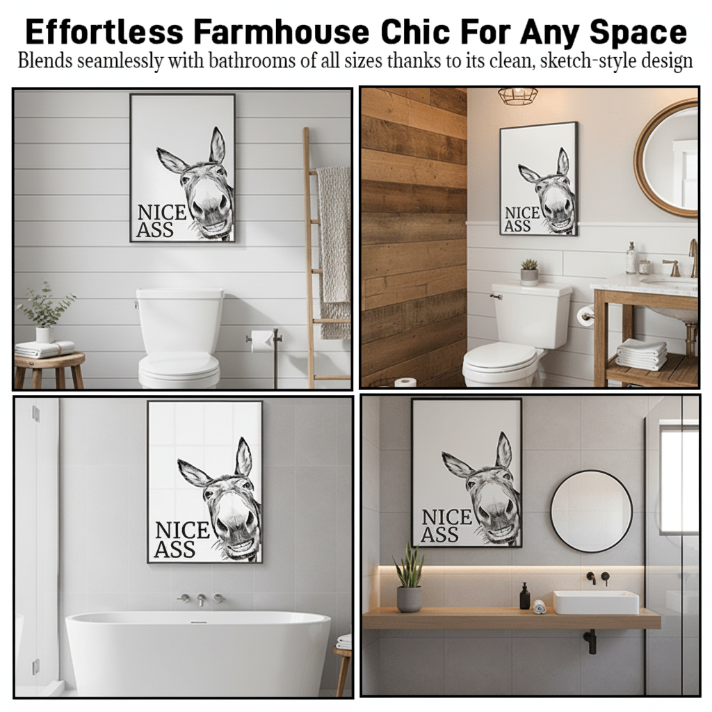 Funny Bathroom Wall Art – Rustic Farmhouse Canvas Print for Humorous Decor
