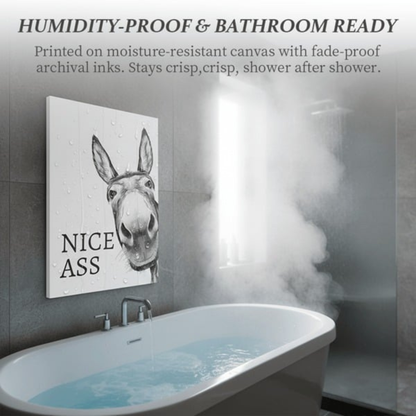 Funny Bathroom Wall Art – Rustic Farmhouse Canvas Print for Humorous Decor