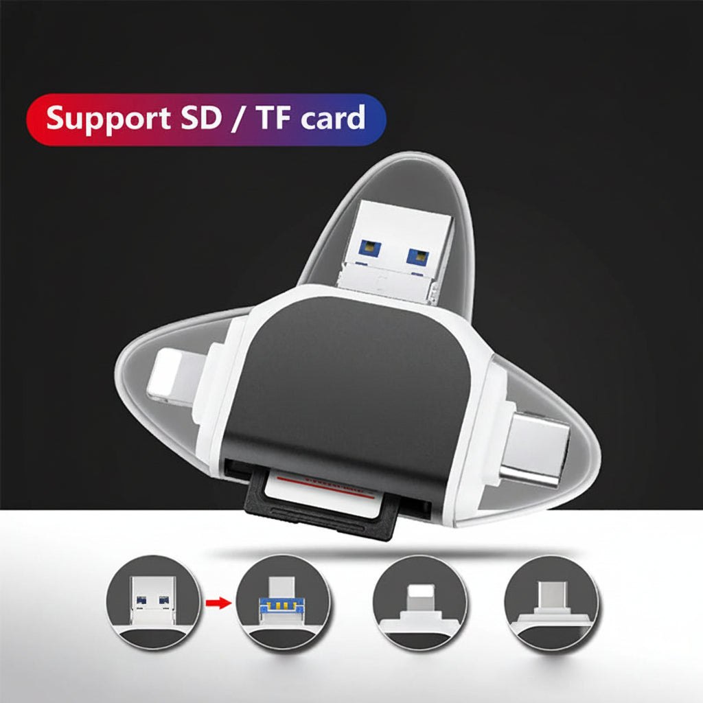 4-in-1 USB-C Card Reader & Data Transfer Adapter for SD & Micro SD