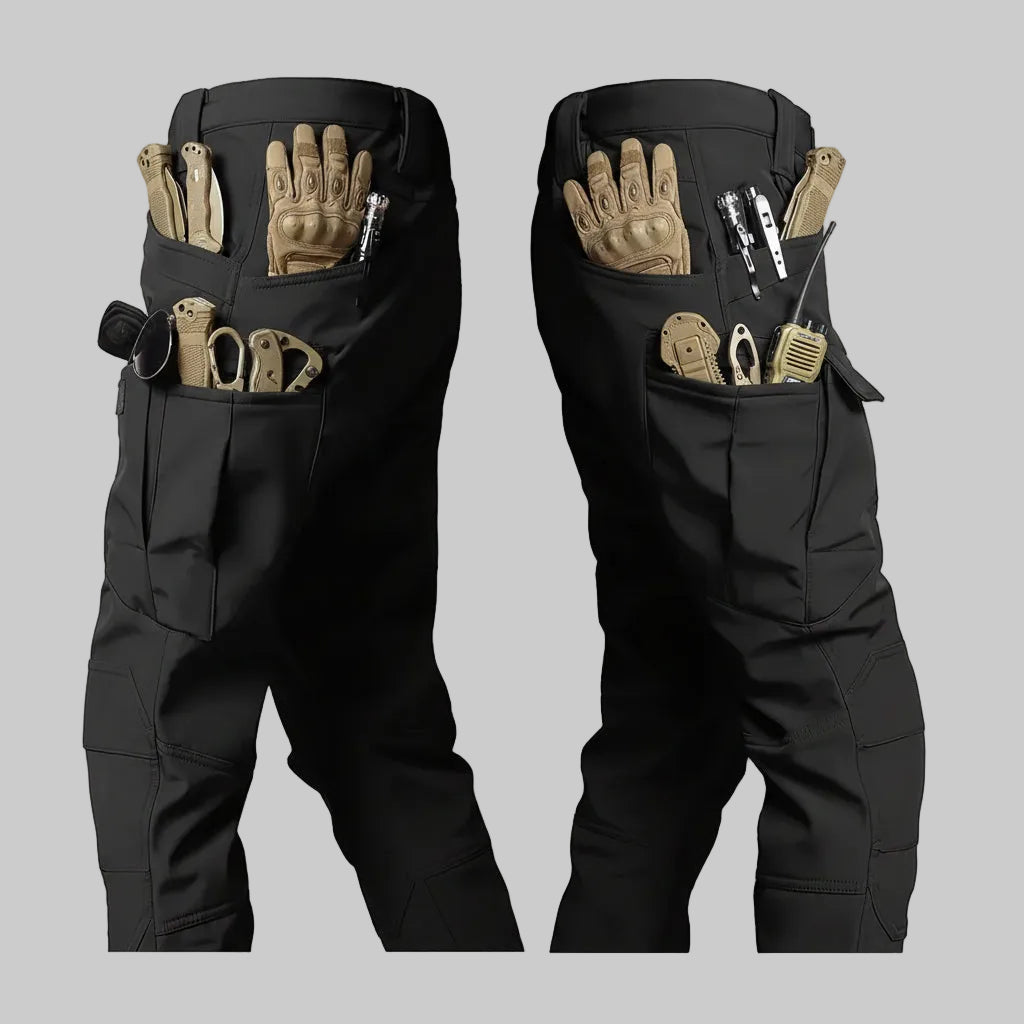 Fleece-Lined Tactical Pants with Cargo Pockets for Rugged Outdoor Casual Wear