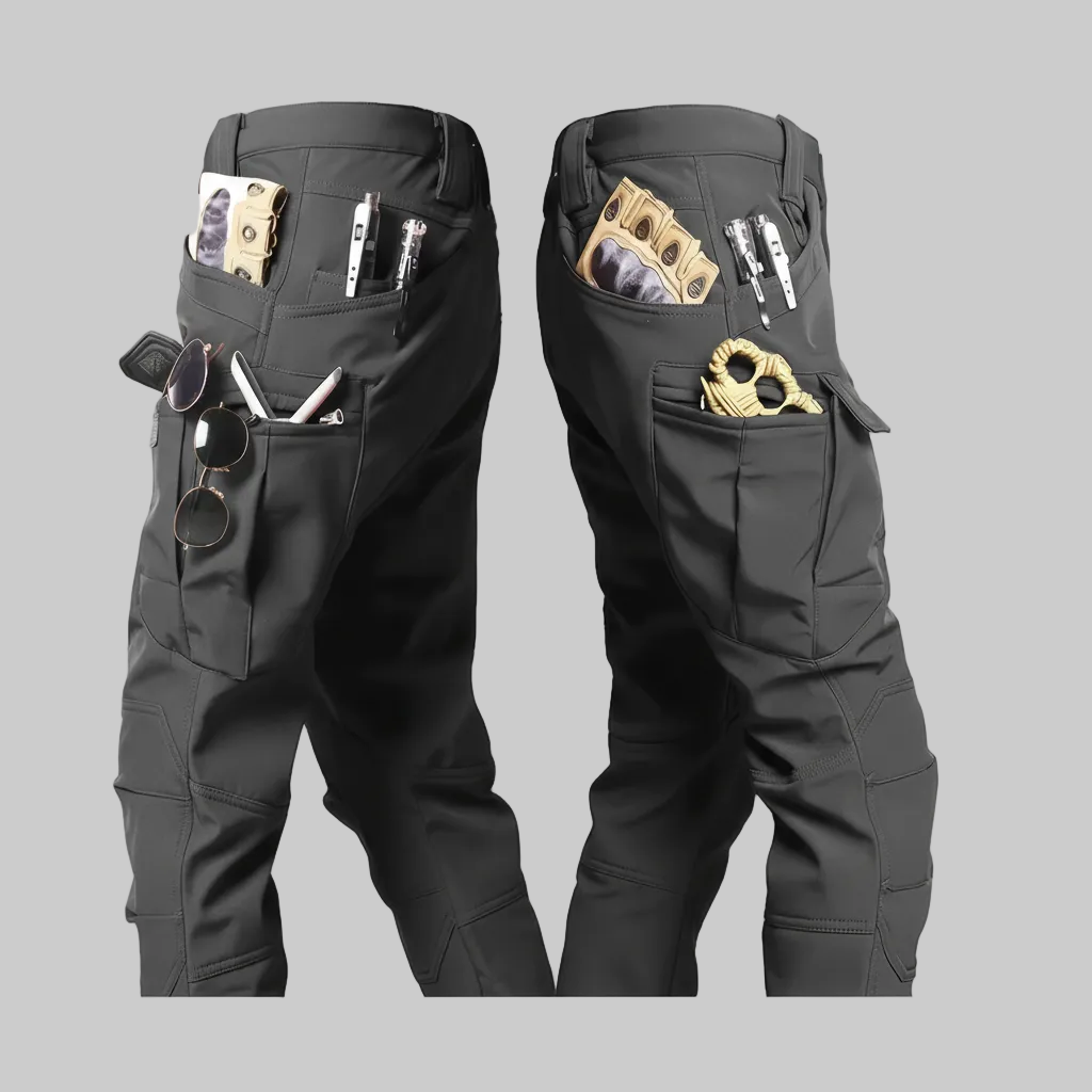 Fleece-Lined Tactical Pants with Cargo Pockets for Rugged Outdoor Casual Wear