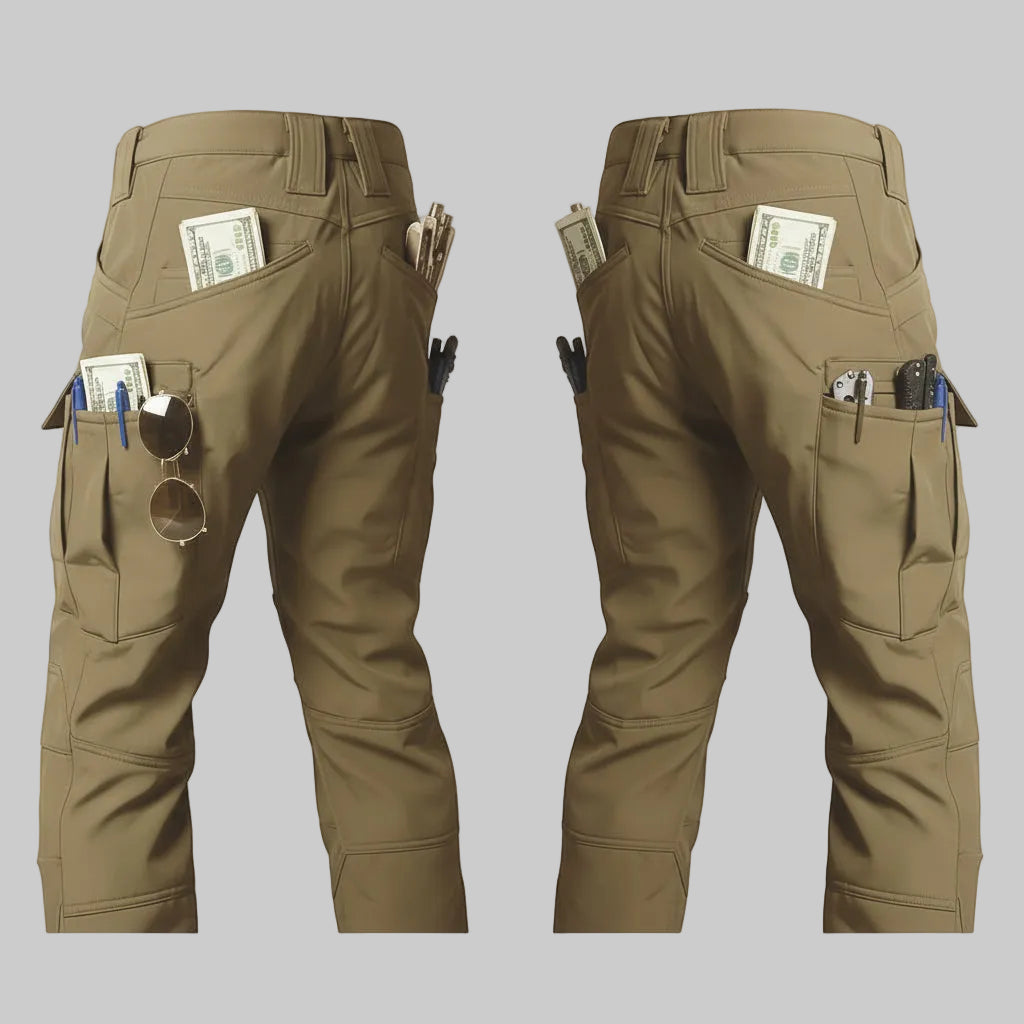 Fleece-Lined Tactical Pants with Cargo Pockets for Rugged Outdoor Casual Wear