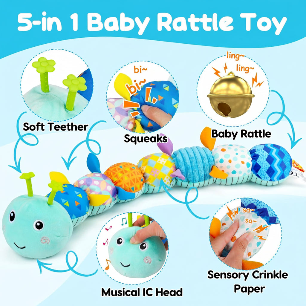 Baby Sensory Caterpillar Plush Toy – Musical Tummy Time Buddy
