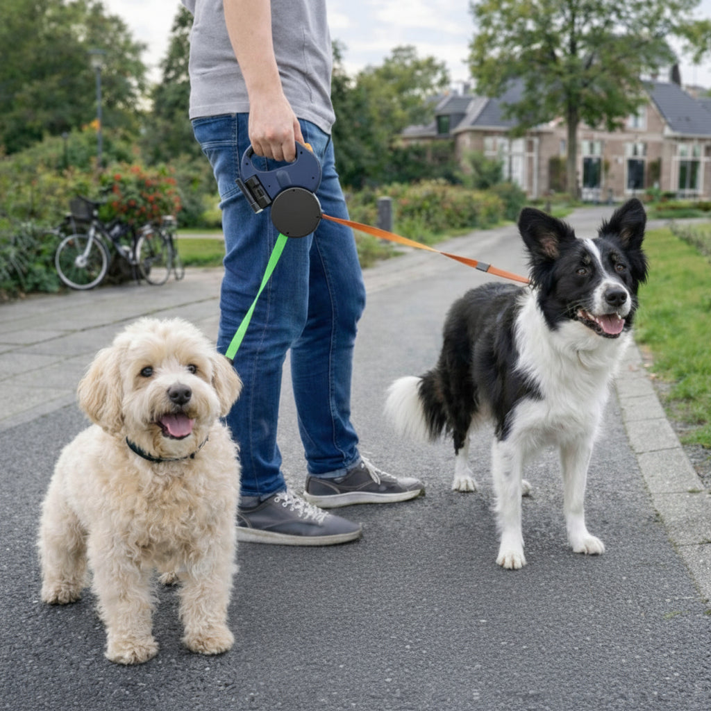 Dual Retractable Dog Leash – Tangle-Free Walking Lead for Two Dogs