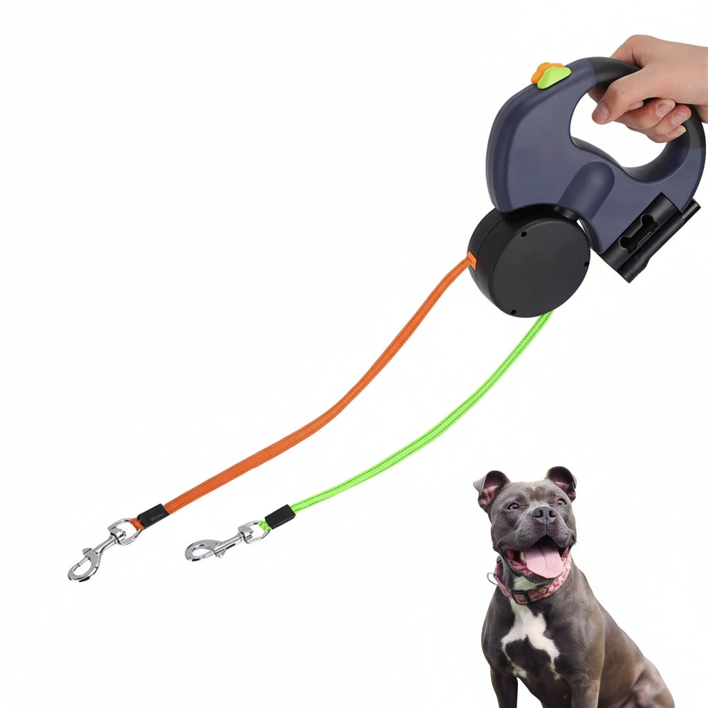 Dual Retractable Dog Leash – Tangle-Free Walking Lead for Two Dogs