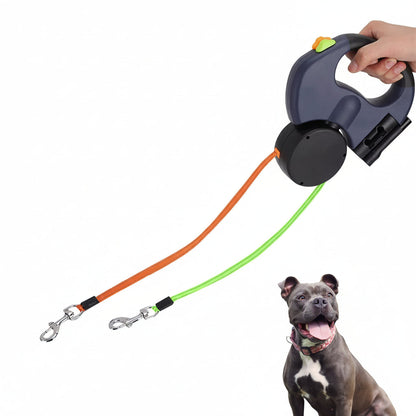 Dual Retractable Dog Leash – Tangle-Free Walking Lead for Two Dogs