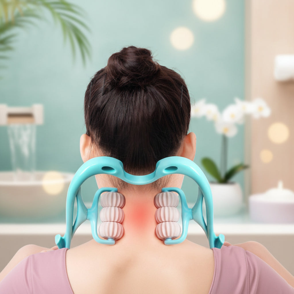 Ergonomic Neck Massager — Manual Cervical Spine Roller for Shoulder and Neck Relief
