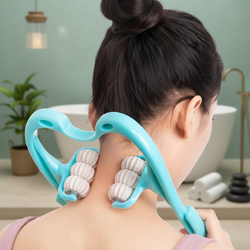 Ergonomic Neck Massager — Manual Cervical Spine Roller for Shoulder and Neck Relief