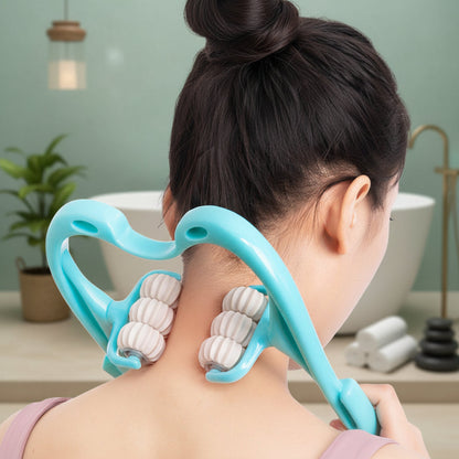 Ergonomic Neck Massager — Manual Cervical Spine Roller for Shoulder and Neck Relief