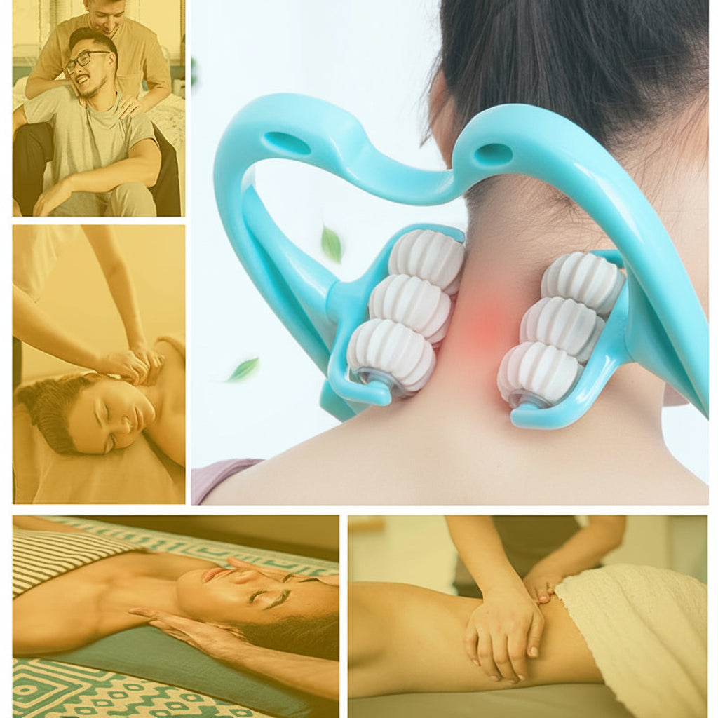 Ergonomic Neck Massager — Manual Cervical Spine Roller for Shoulder and Neck Relief