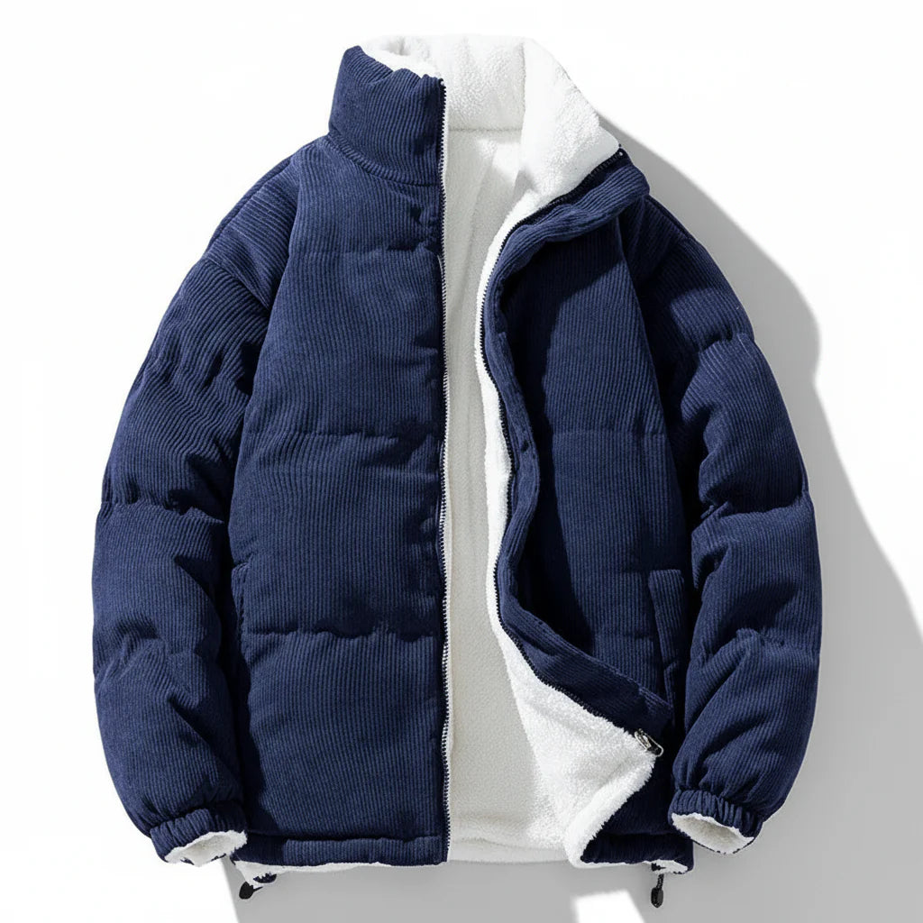 Cozy Corduroy Zip-Up Jacket with Warm Lining - Winter Outerwear