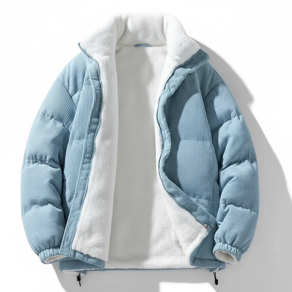 Cozy Corduroy Zip-Up Jacket with Warm Lining - Winter Outerwear