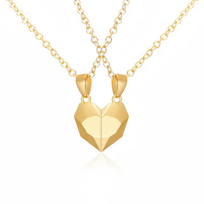 Couple's Magnetic Heart ECG Pendant Necklace Set – Matching Heartbeat Jewelry