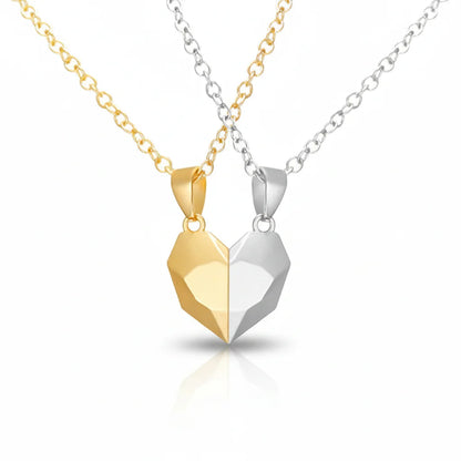 Couple's Magnetic Heart ECG Pendant Necklace Set – Matching Heartbeat Jewelry