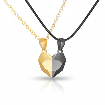 Couple's Magnetic Heart ECG Pendant Necklace Set – Matching Heartbeat Jewelry