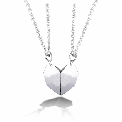 Couple's Magnetic Heart ECG Pendant Necklace Set – Matching Heartbeat Jewelry