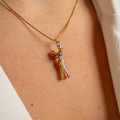Elegant Gold, Silver & Stainless Steel Couple Necklace Pendant – Love Jewelry