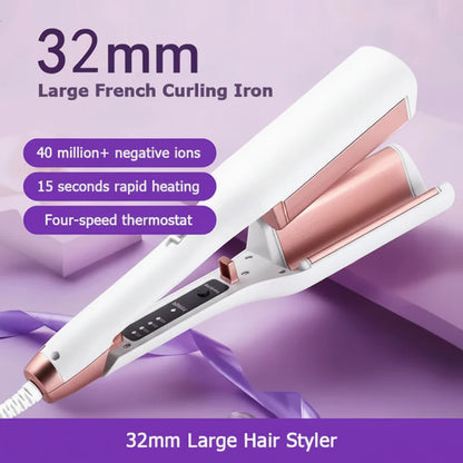 Ceramic Double-Barrel Wave Curling Iron – Hair Curler for Salon-Quality, Long-Lasting Curls