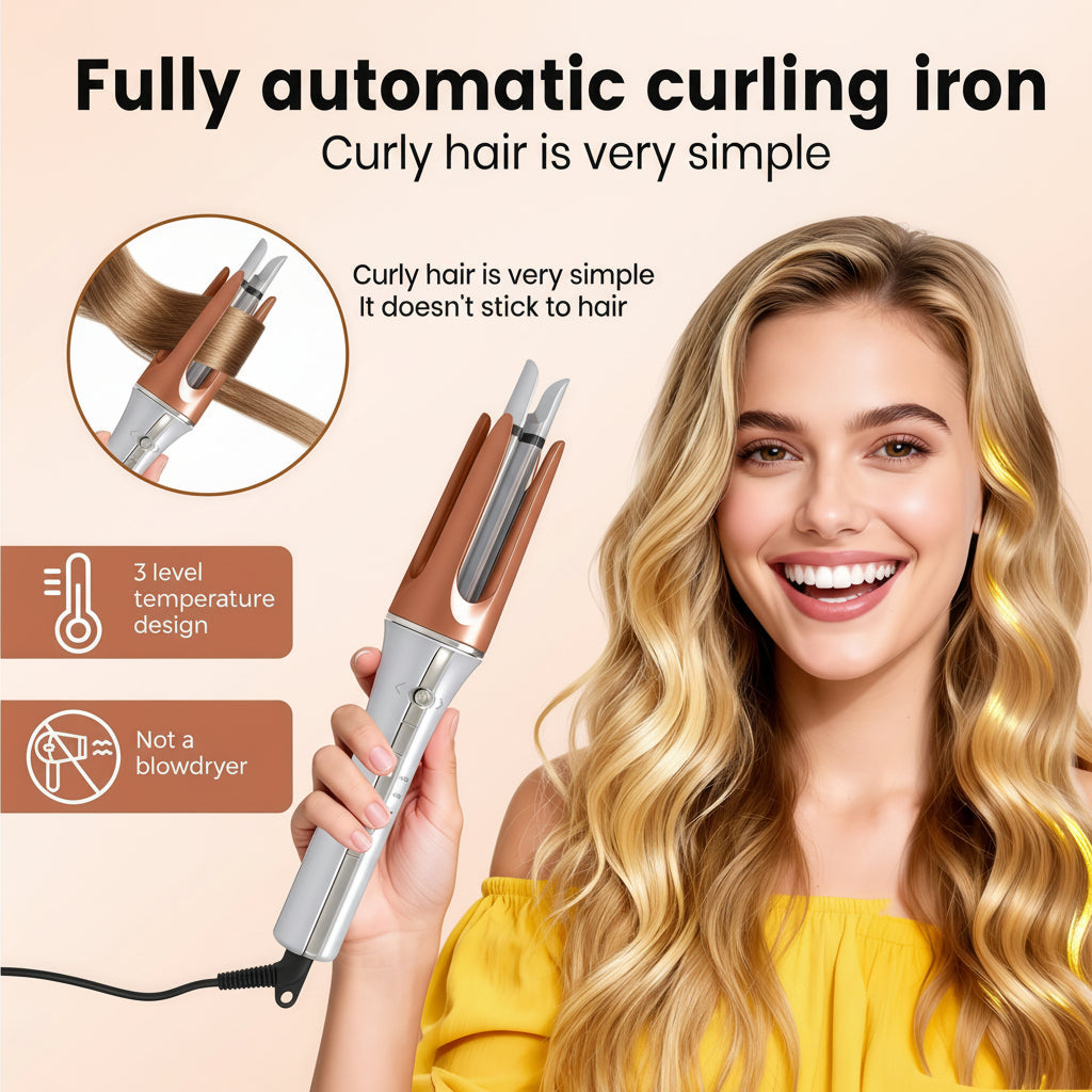 Automatic Hair Curler with Ceramic Rotating Barrel – Effortless Curling Iron Styling Tool