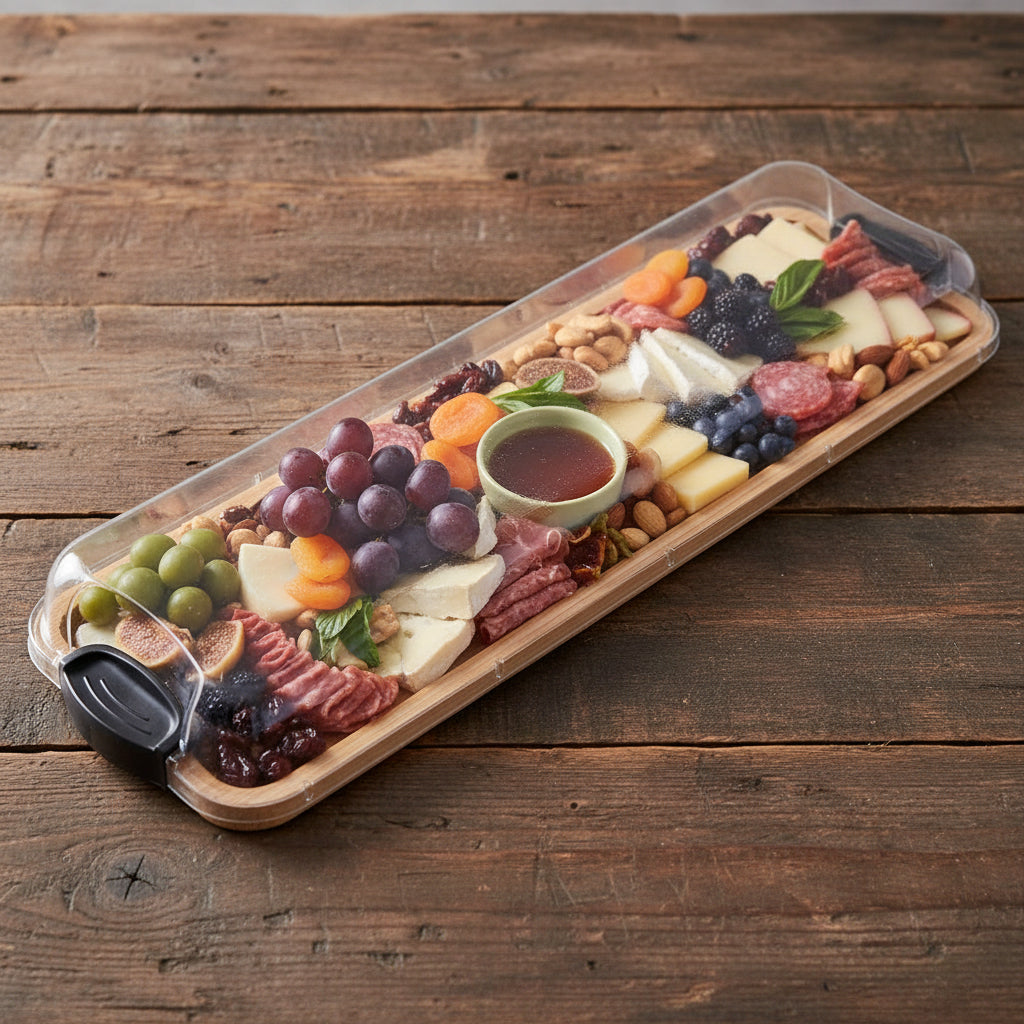 Bamboo Charcuterie Cutting Board with Locking Lid – Stylish Serving Tray