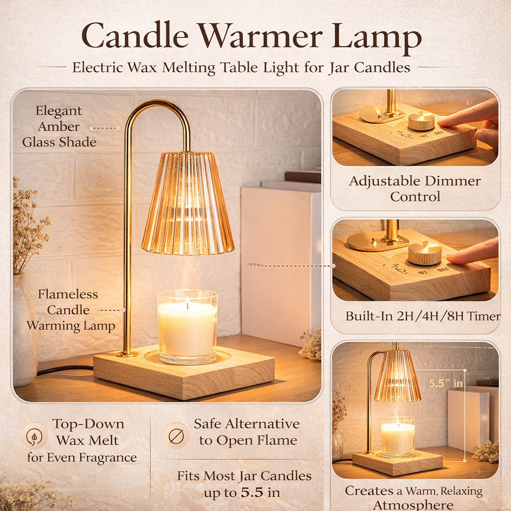 Electric Wax Warmer Table Lamp - Melt Wax and Create Cozy Candlelight