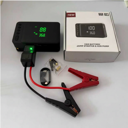 All-in-One Car Jump Starter, Portable Air Compressor & Power Pack – Tire Inflator Kit